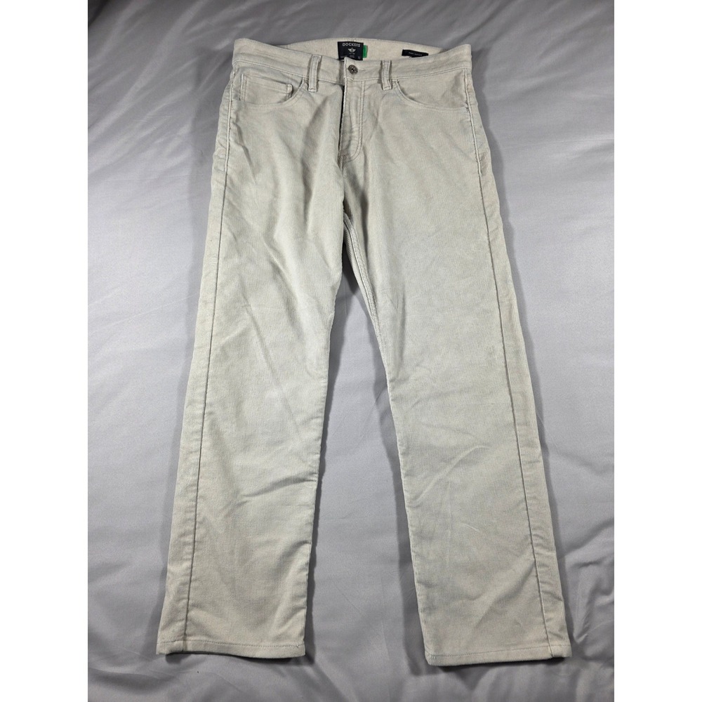 Dockers Corduroy Pants Men 34x29 Beige Straight Fit Stretch Casual Five-Pocket